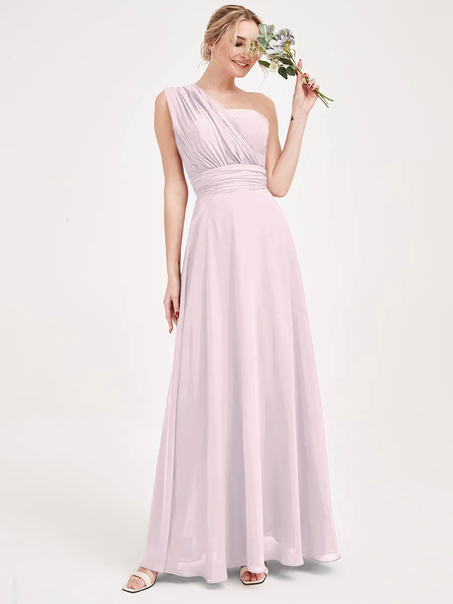Pale Rose Convertible Chiffon Bridesmaid Dress Wrap Floor Length Gown