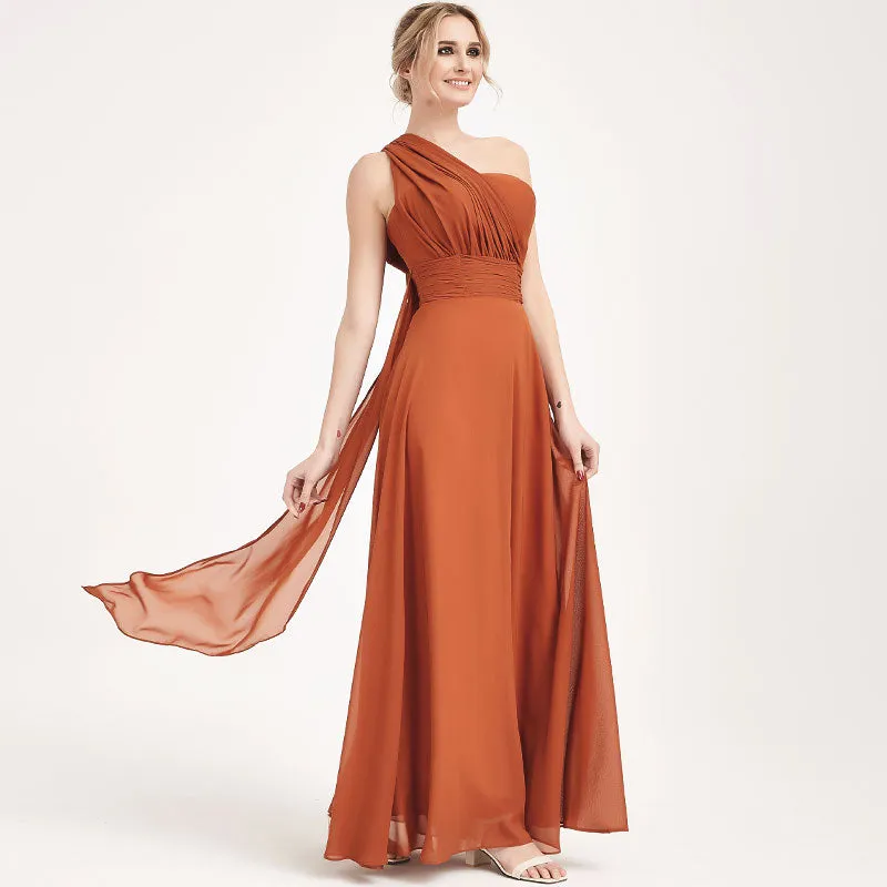 Pale Rose Convertible Chiffon Bridesmaid Dress Wrap Floor Length Gown