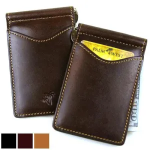 Palm West Leather Money Clip Dark Cherry