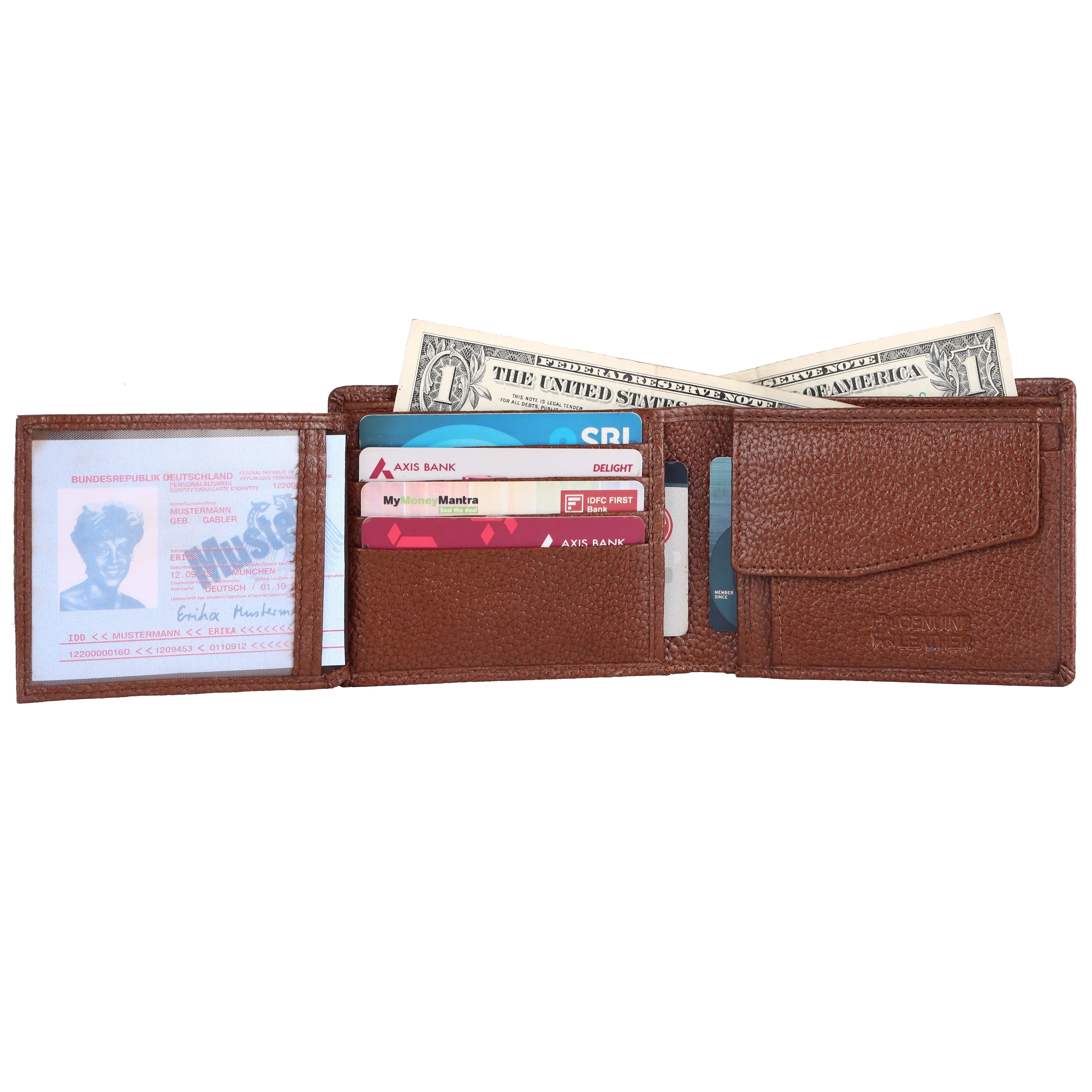 Pebble Texture 20 Card Billfold Coin Pocket Wallet #1001C