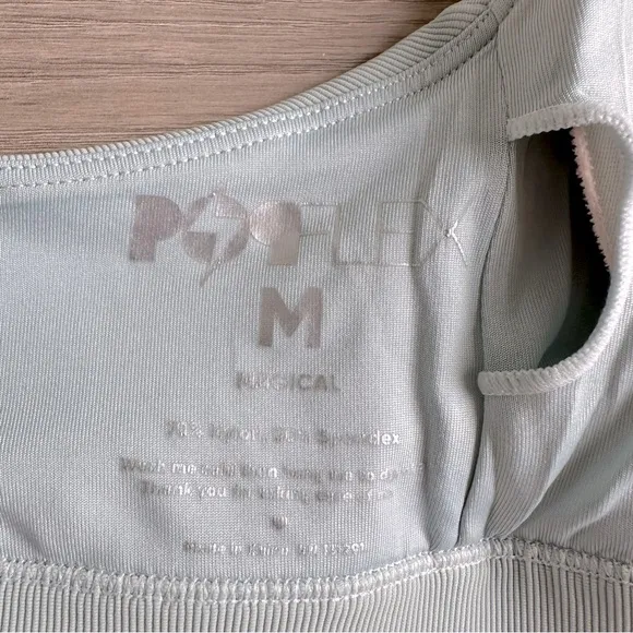 Popflex Ribbed Extra Compressive Athletic Scoop Bra in Seafoam