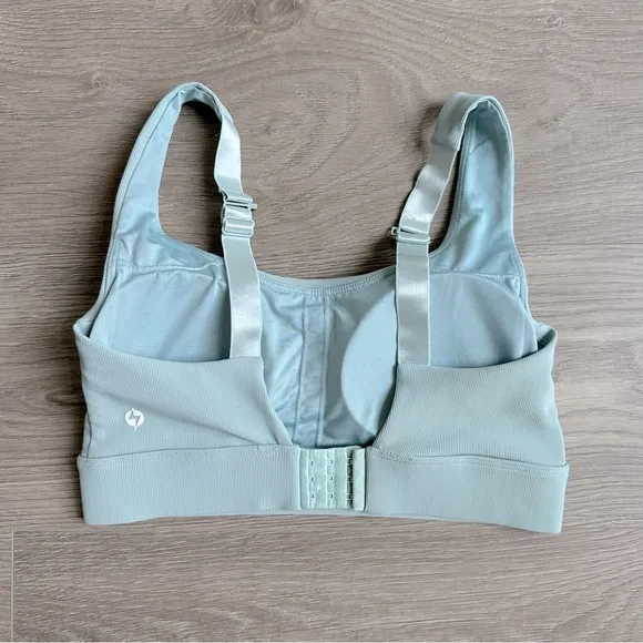 Popflex Ribbed Extra Compressive Athletic Scoop Bra in Seafoam