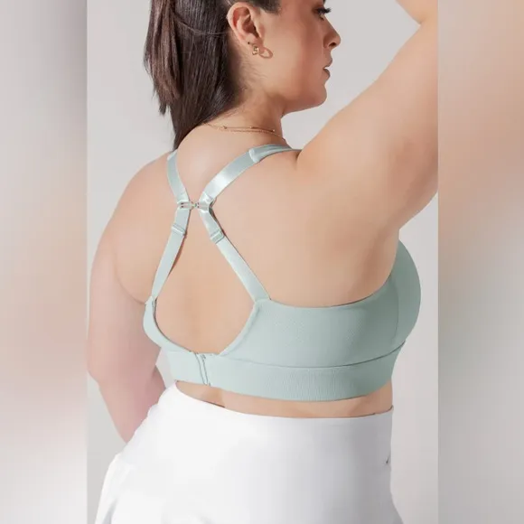 Popflex Ribbed Extra Compressive Athletic Scoop Bra in Seafoam