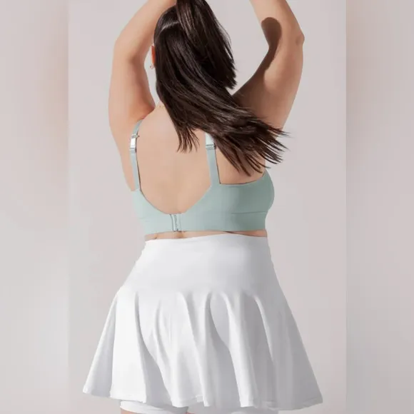 Popflex Ribbed Extra Compressive Athletic Scoop Bra in Seafoam