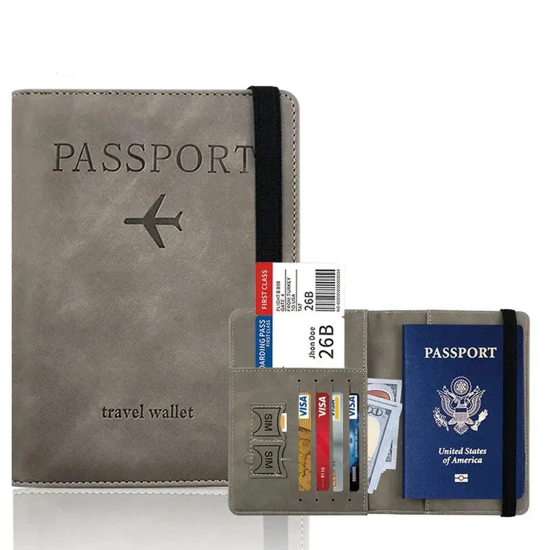 PU Leather RFID Blocking Passport Holder  Travel Wallet for Men & Women