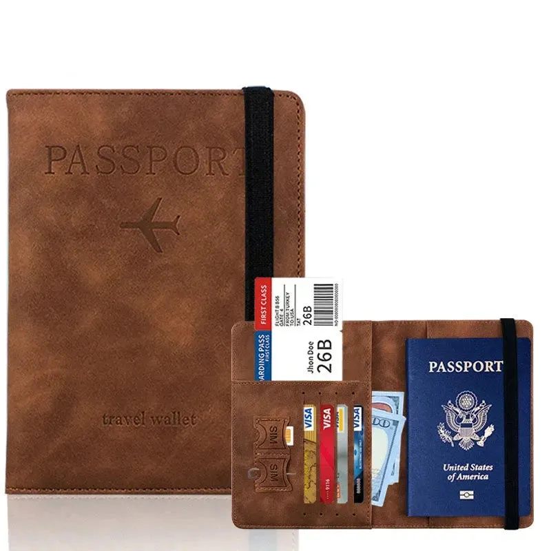 PU Leather RFID Blocking Passport Holder  Travel Wallet for Men & Women