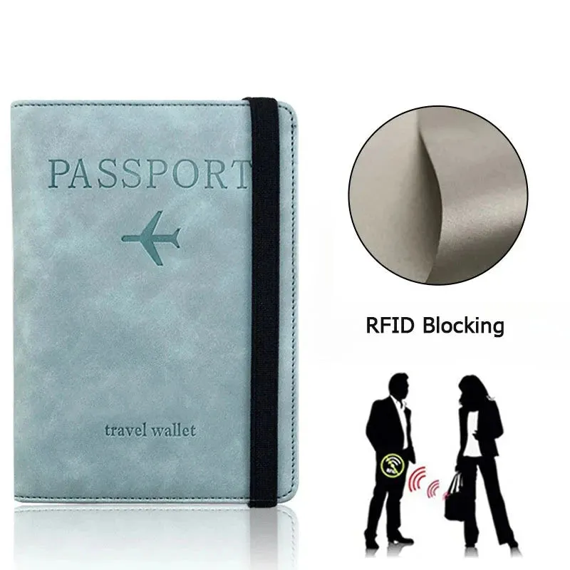 PU Leather RFID Blocking Passport Holder  Travel Wallet for Men & Women