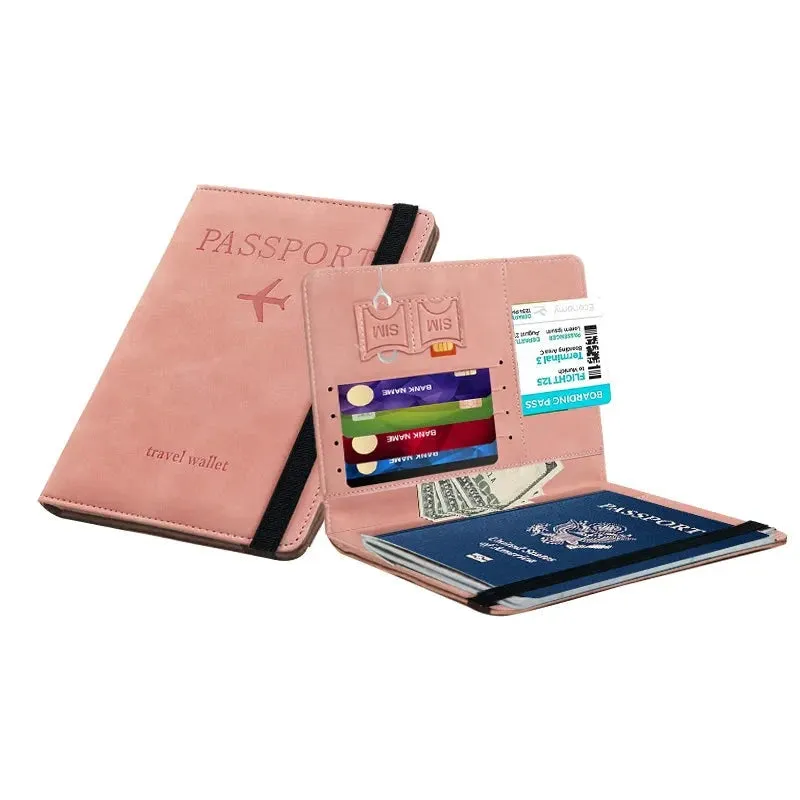 PU Leather RFID Blocking Passport Holder  Travel Wallet for Men & Women