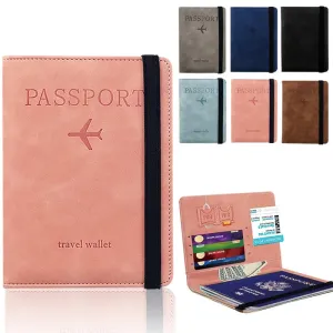 PU Leather RFID Blocking Passport Holder  Travel Wallet for Men & Women