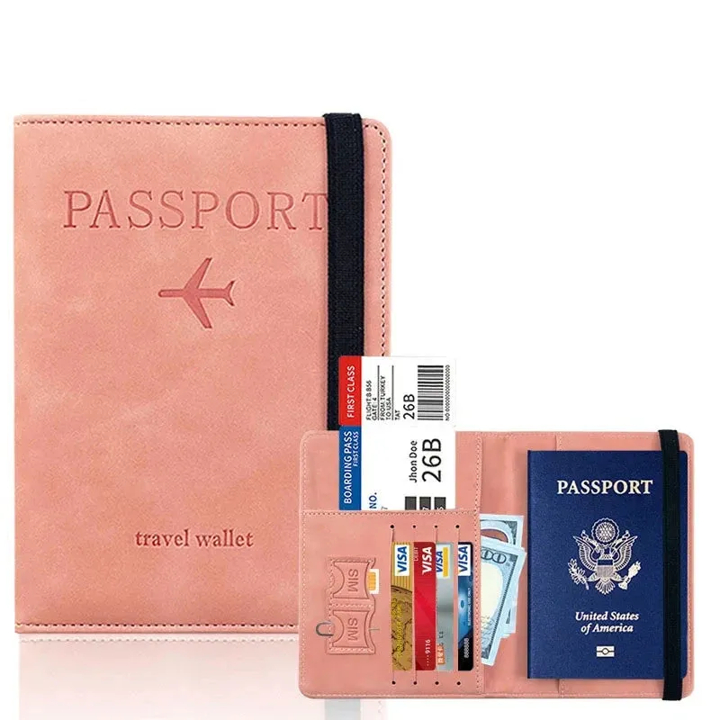PU Leather RFID Blocking Passport Holder  Travel Wallet for Men & Women