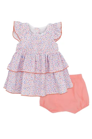 "Petal" Salmon Floral Blouse & Bloomers