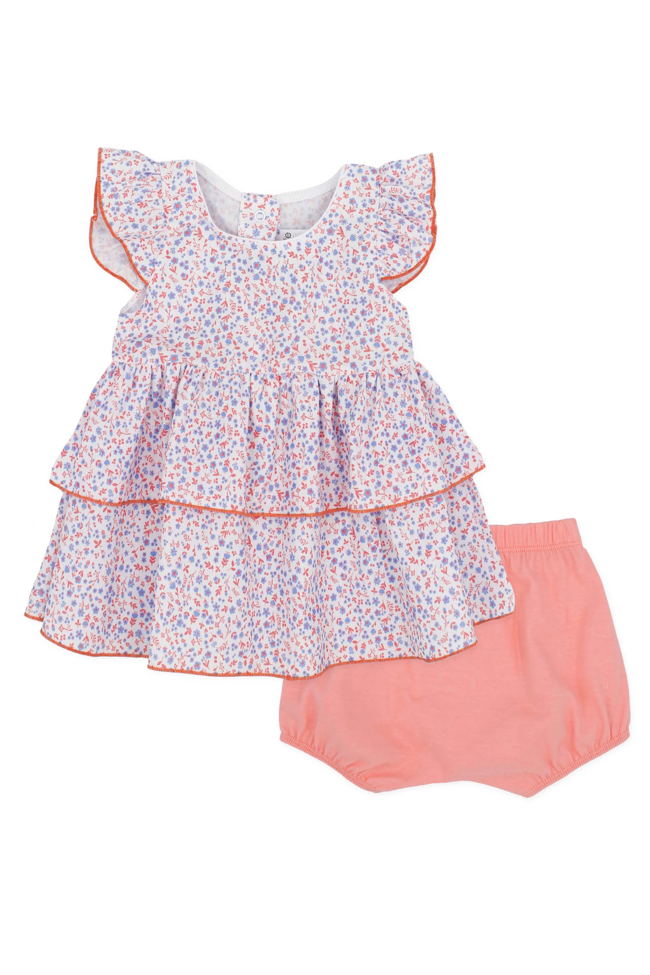 "Petal" Salmon Floral Blouse & Bloomers
