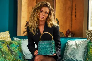 Rania Green Golden | Leather Handbag