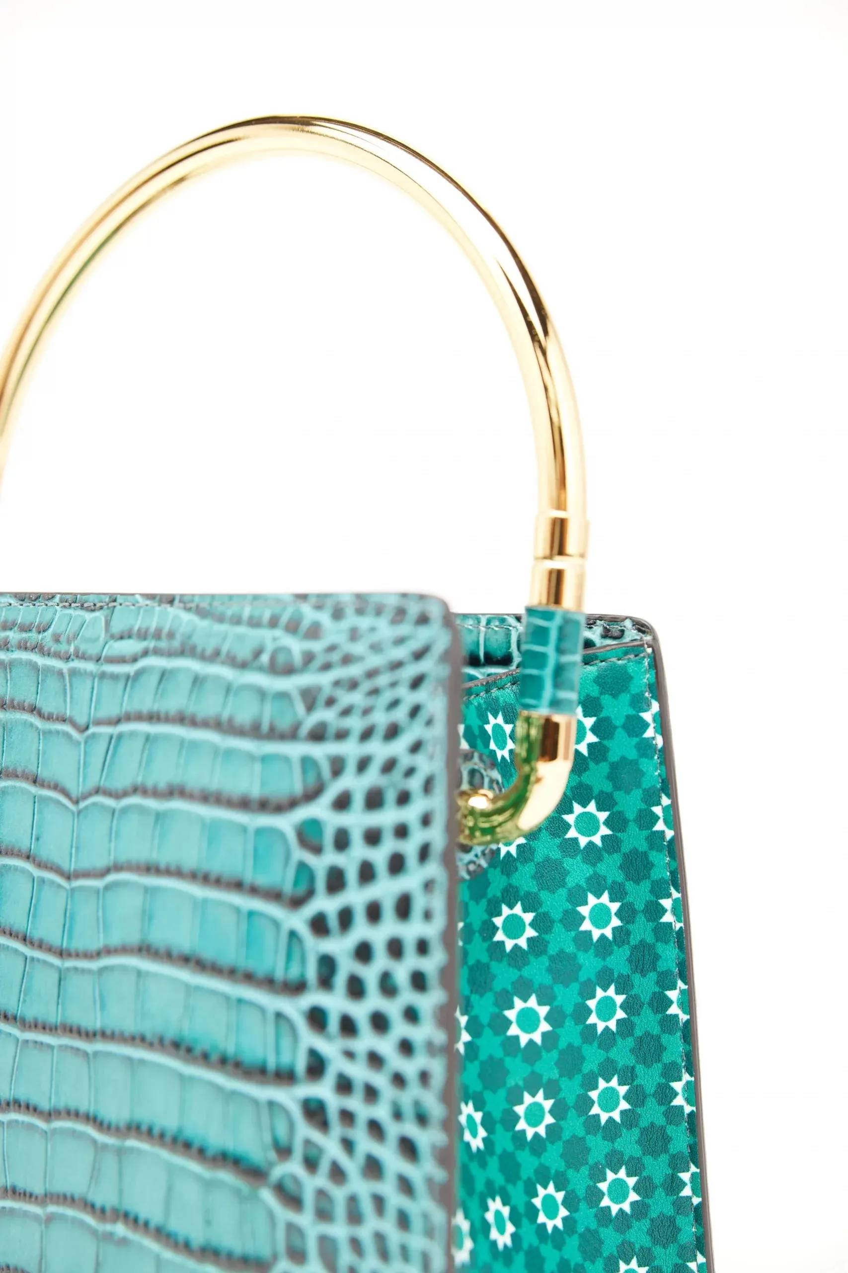 Rania Green Golden | Leather Handbag