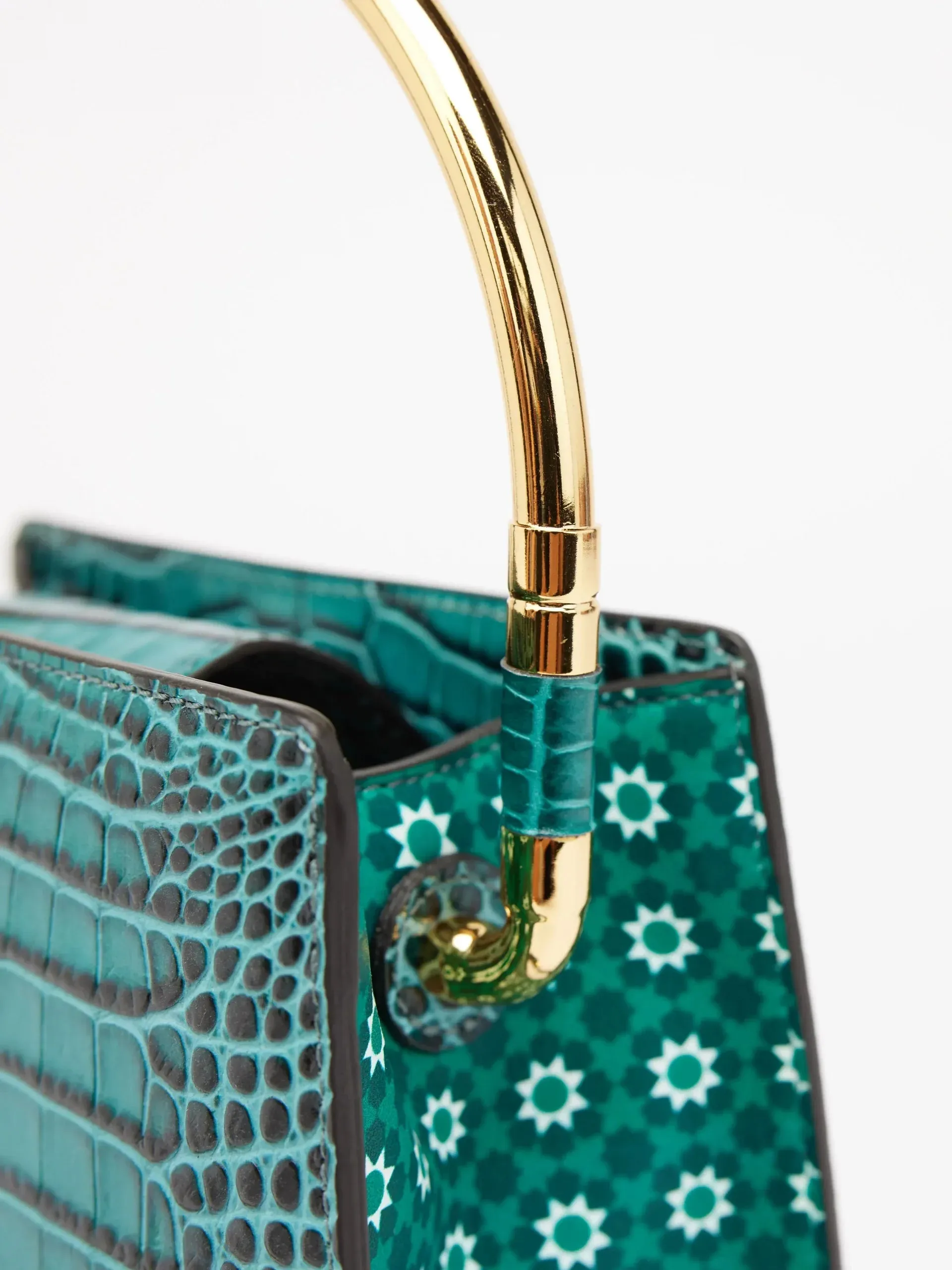 Rania Green Golden | Leather Handbag