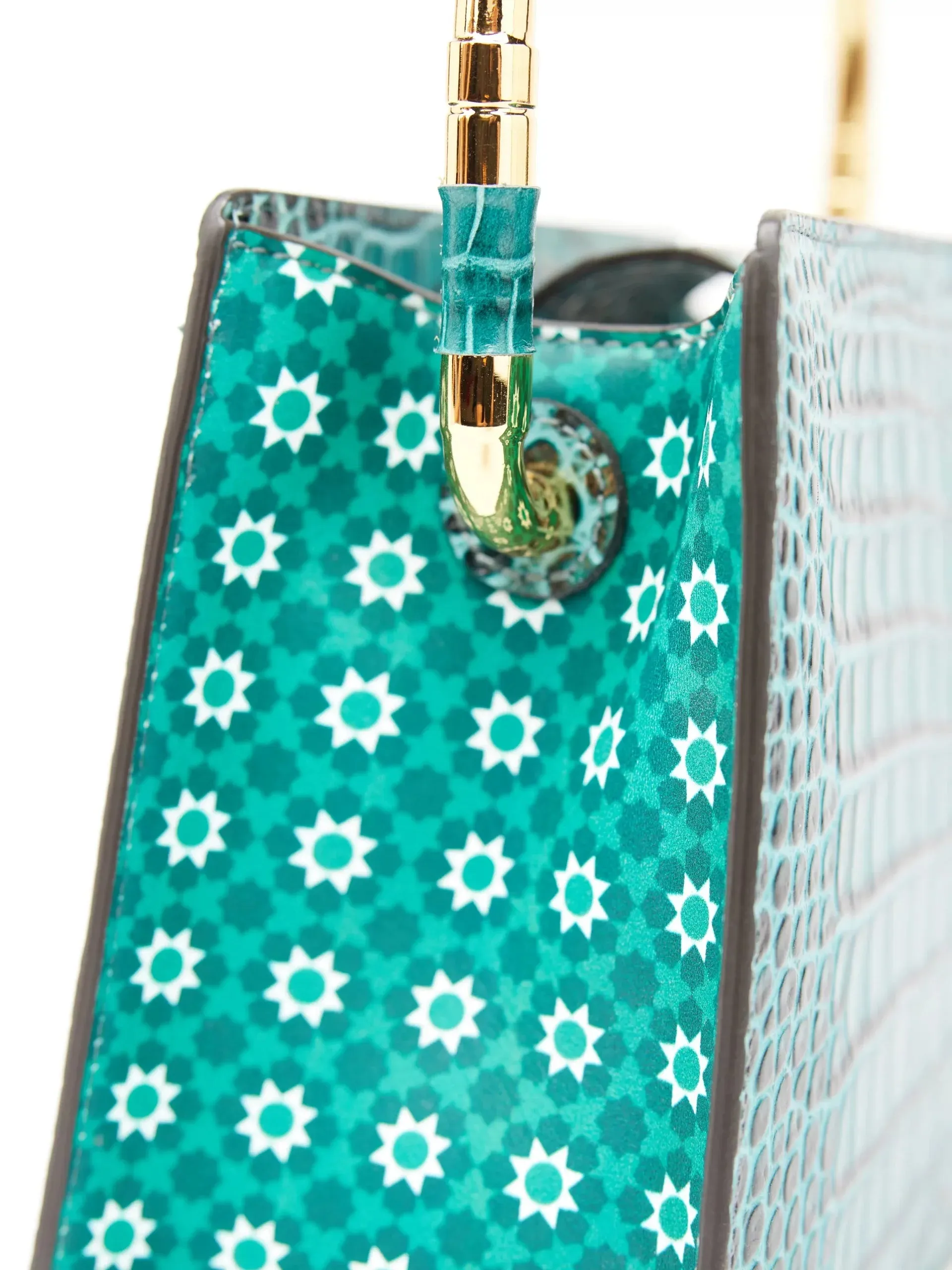 Rania Green Golden | Leather Handbag
