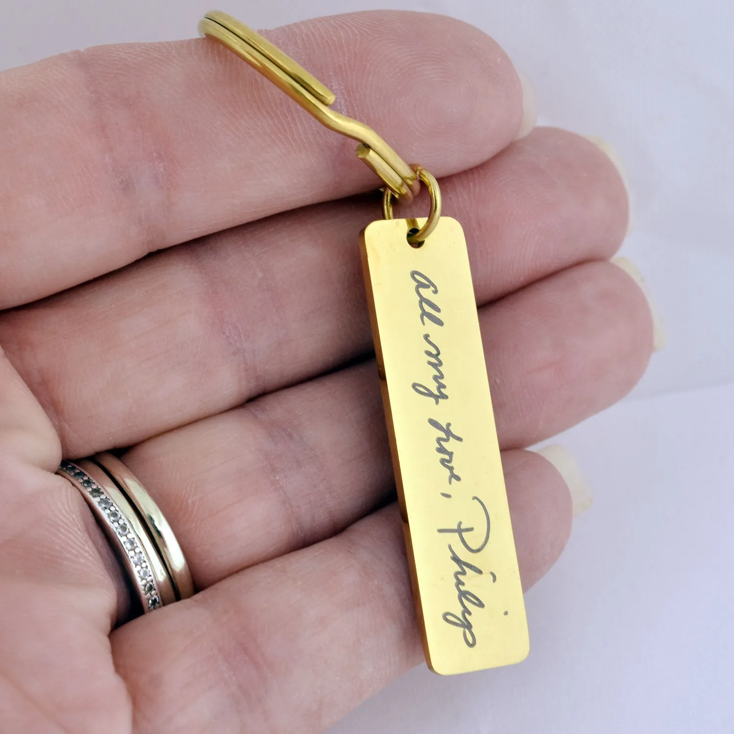 Rectangle Handwriting Key Ring