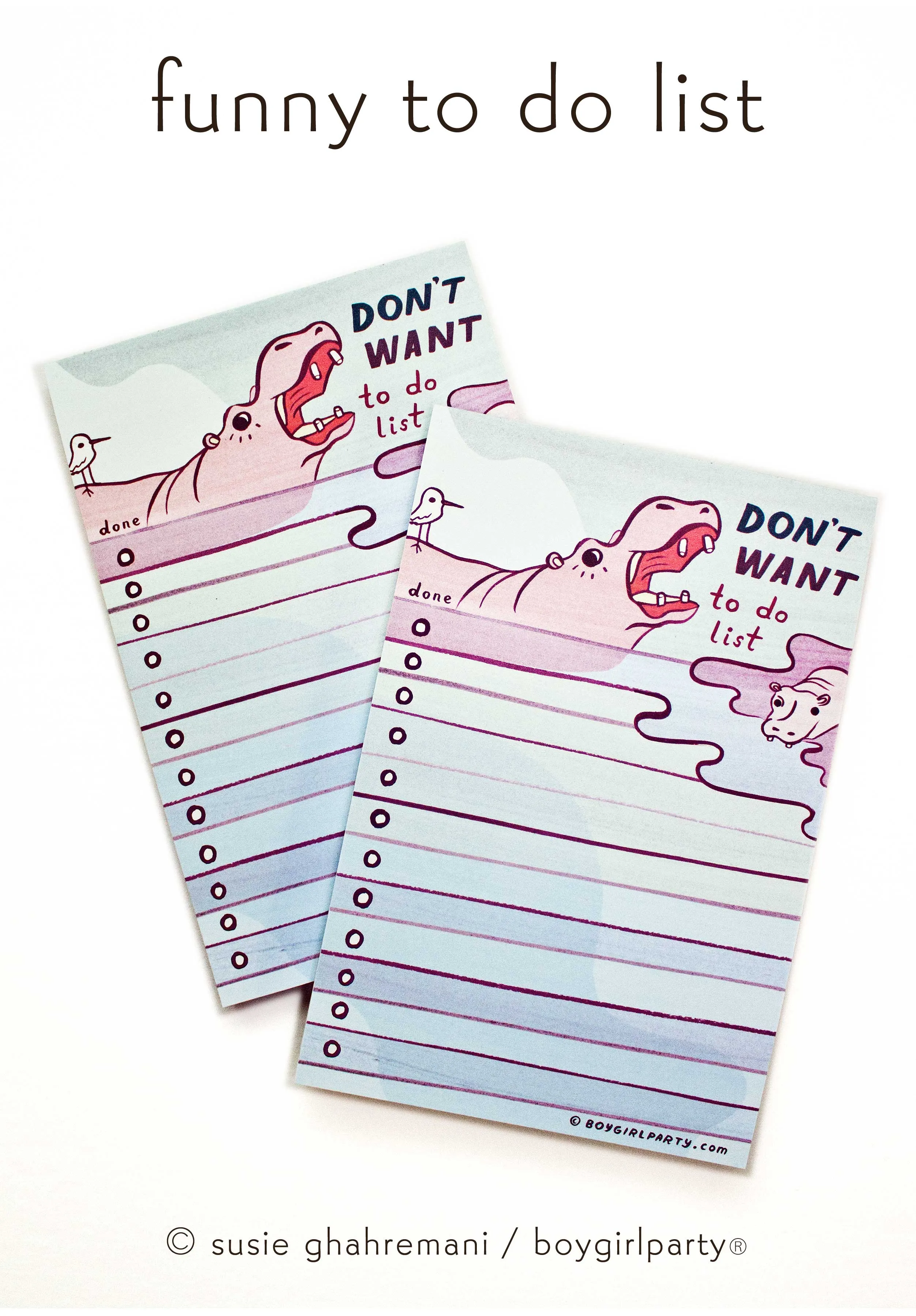Reluctant Hippo To Do List Notepad – Funny Gifts — Hippopotamus Gifts