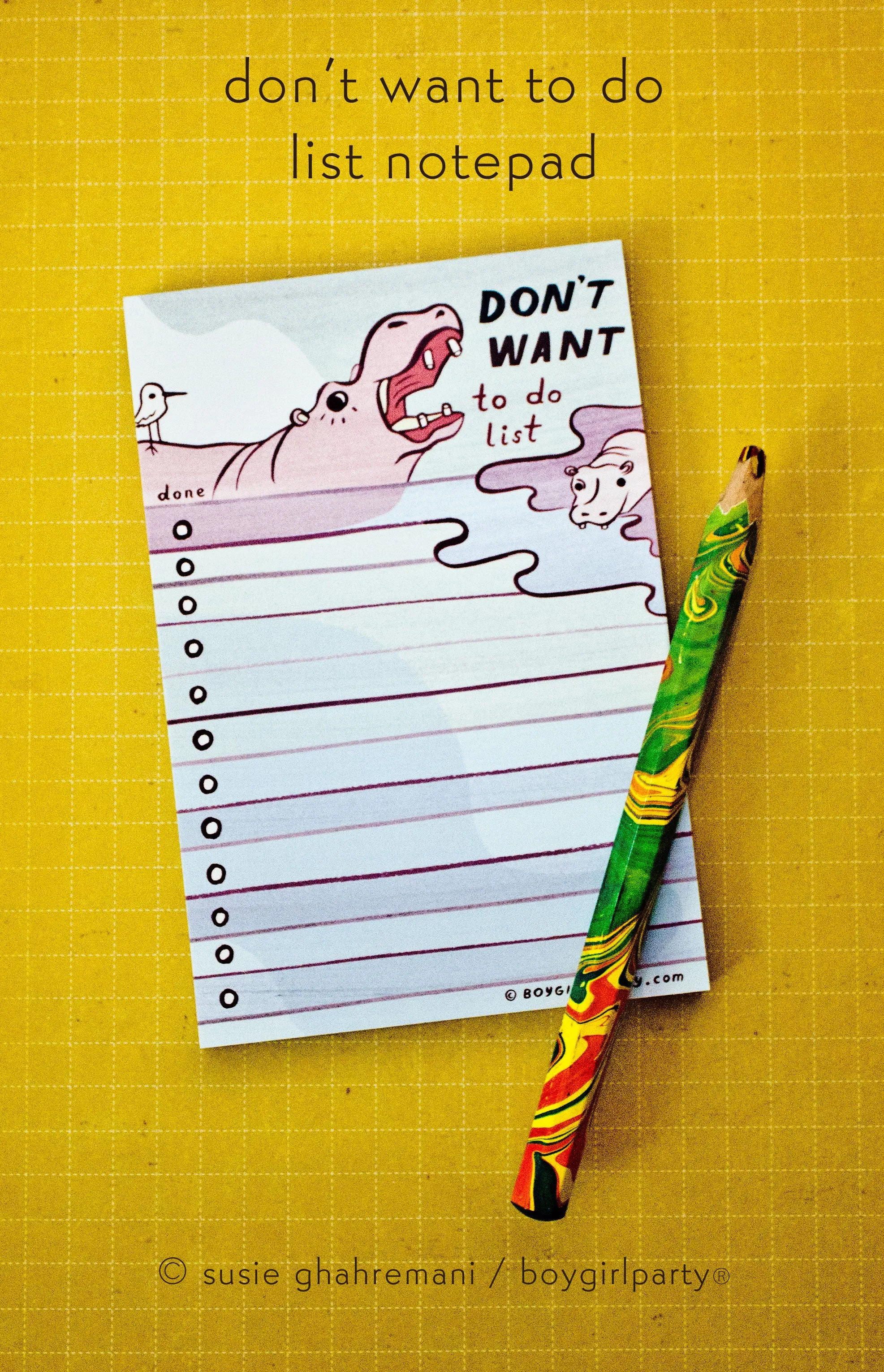 Reluctant Hippo To Do List Notepad – Funny Gifts — Hippopotamus Gifts