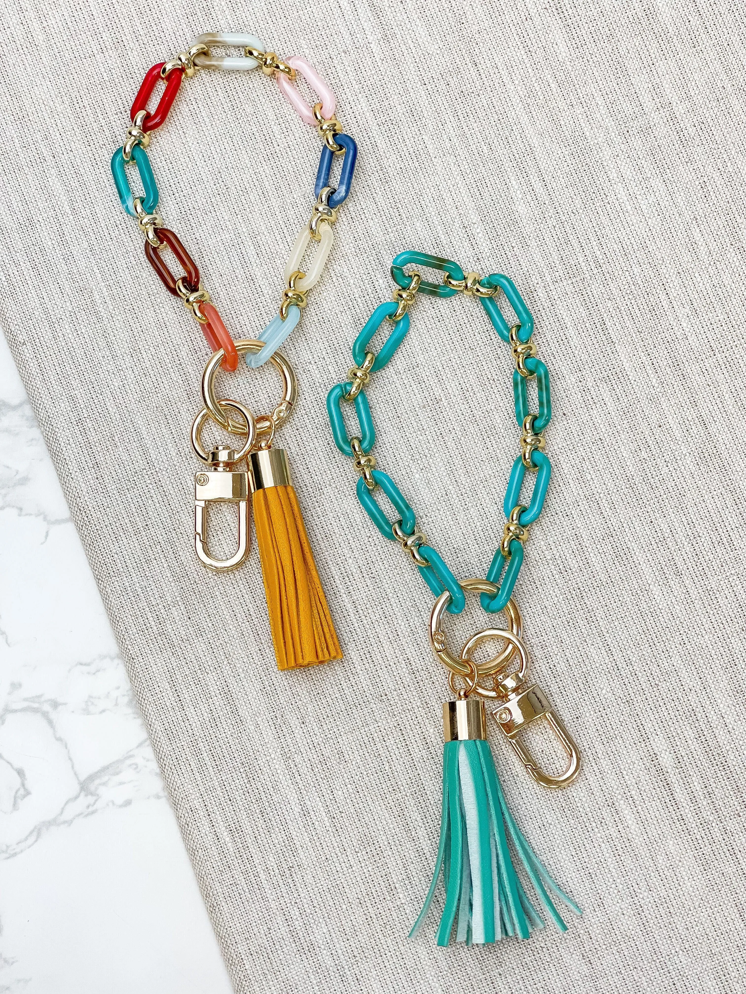 Resin Chainlink Bracelet Keychain - Multi