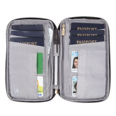 RFID Blocking Family Passport Zip Wallet