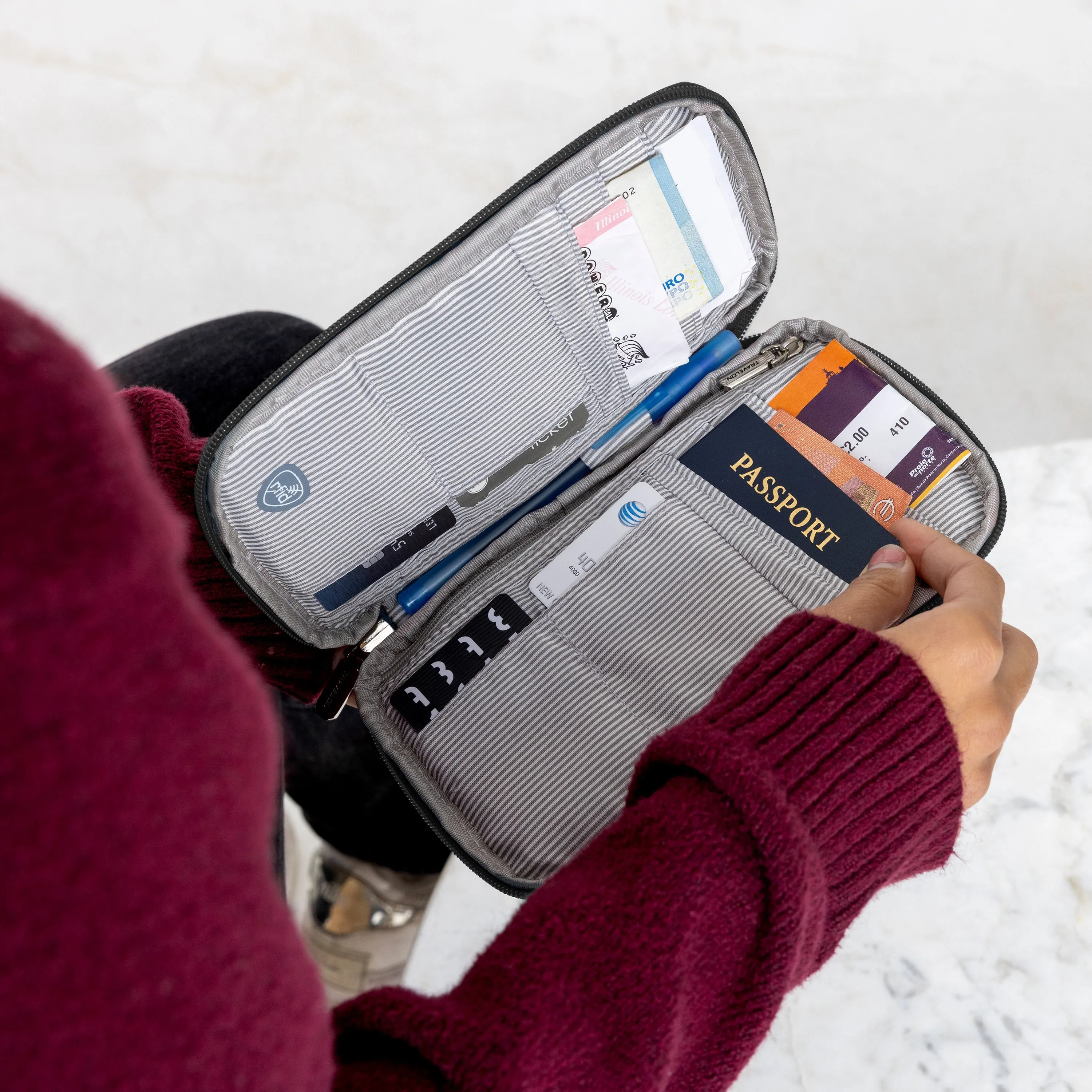 RFID Blocking Family Passport Zip Wallet