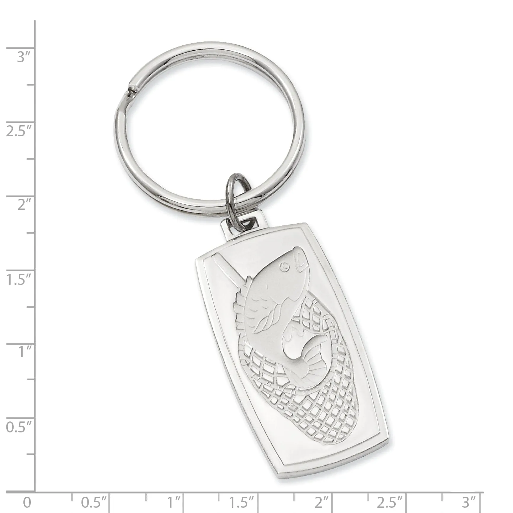 Rhodium Plated Fish in Net Key Ring