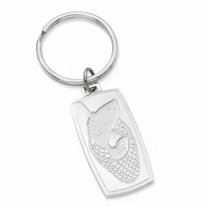Rhodium Plated Fish in Net Key Ring