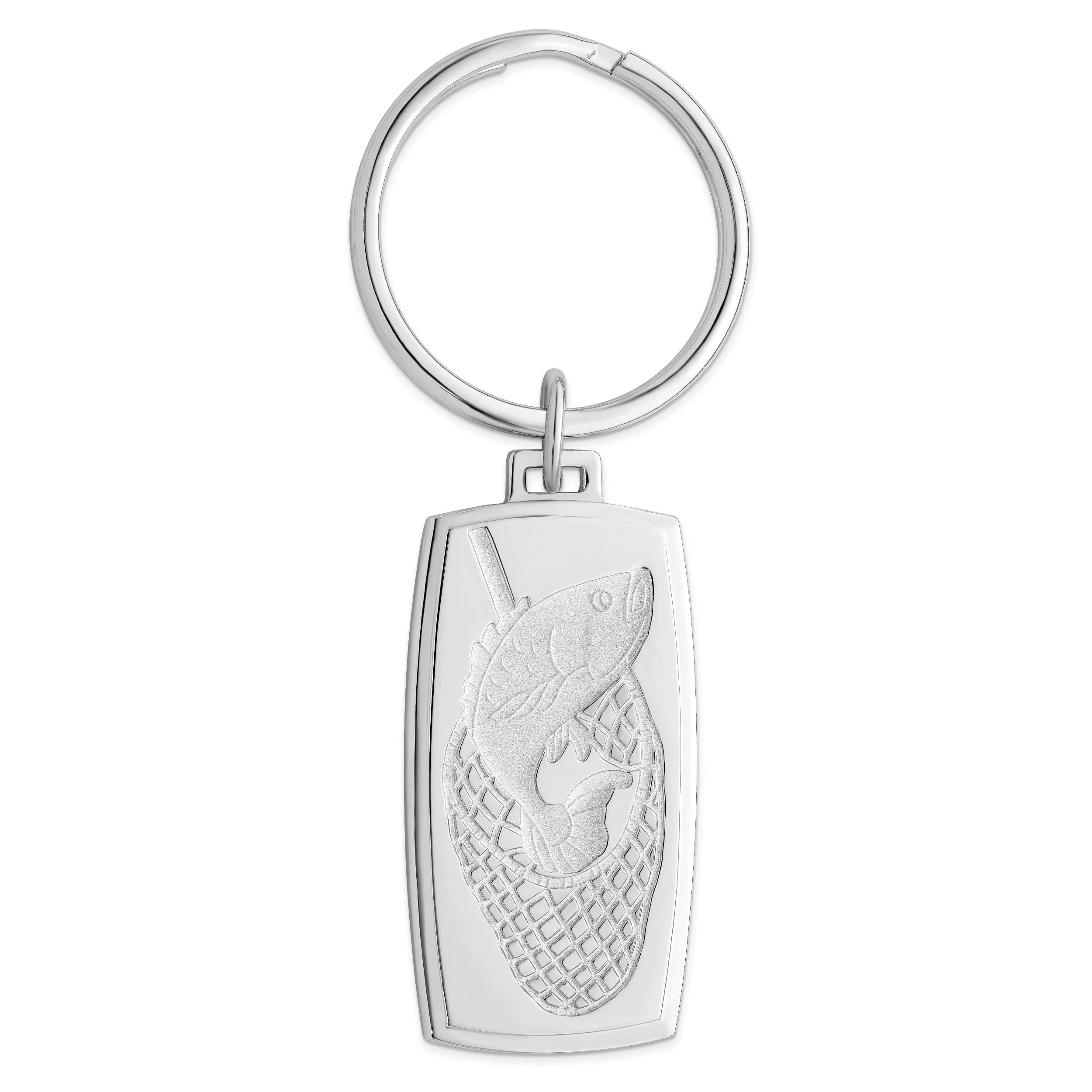 Rhodium Plated Fish in Net Key Ring