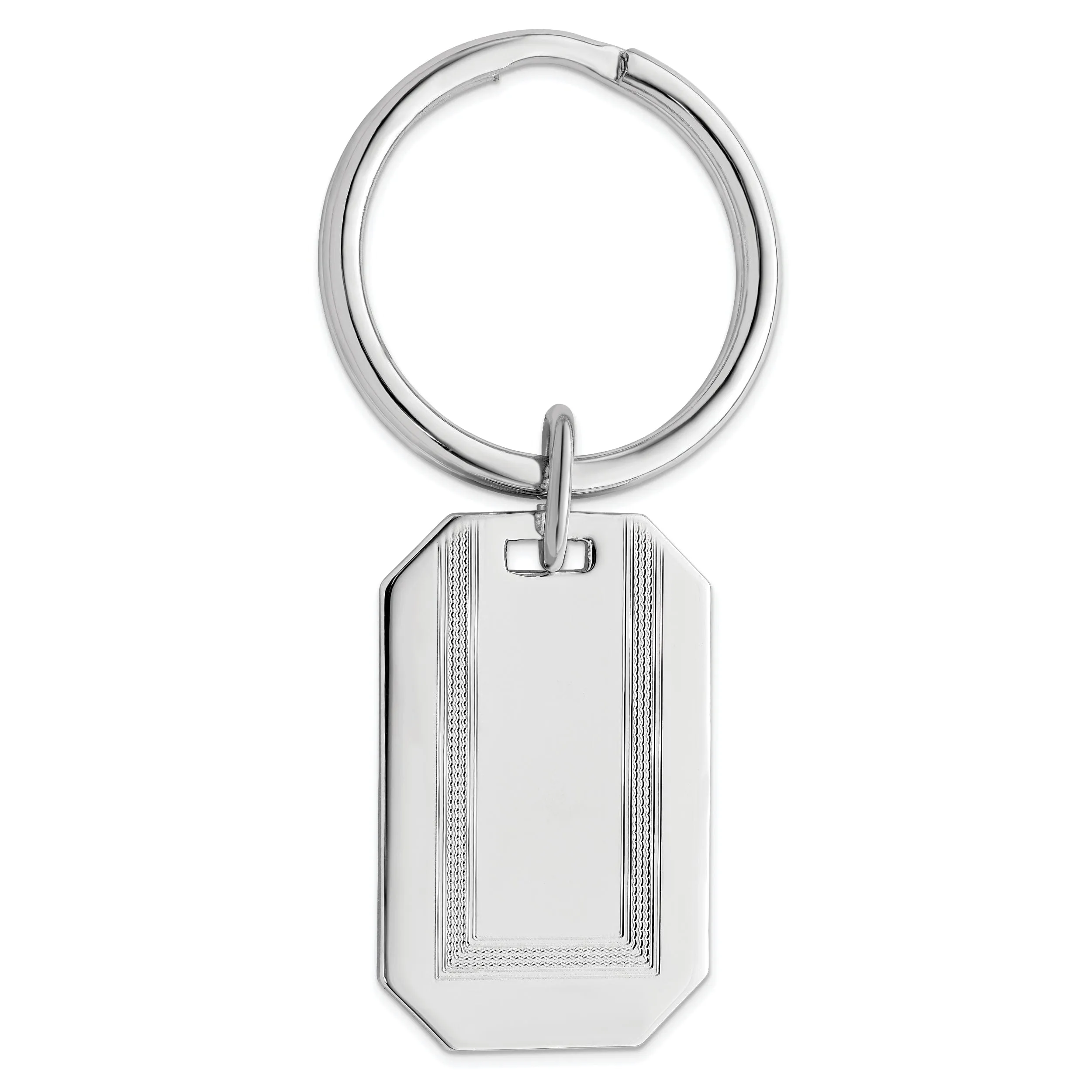 Rhodium Plated With Engraveable Area Key Ring