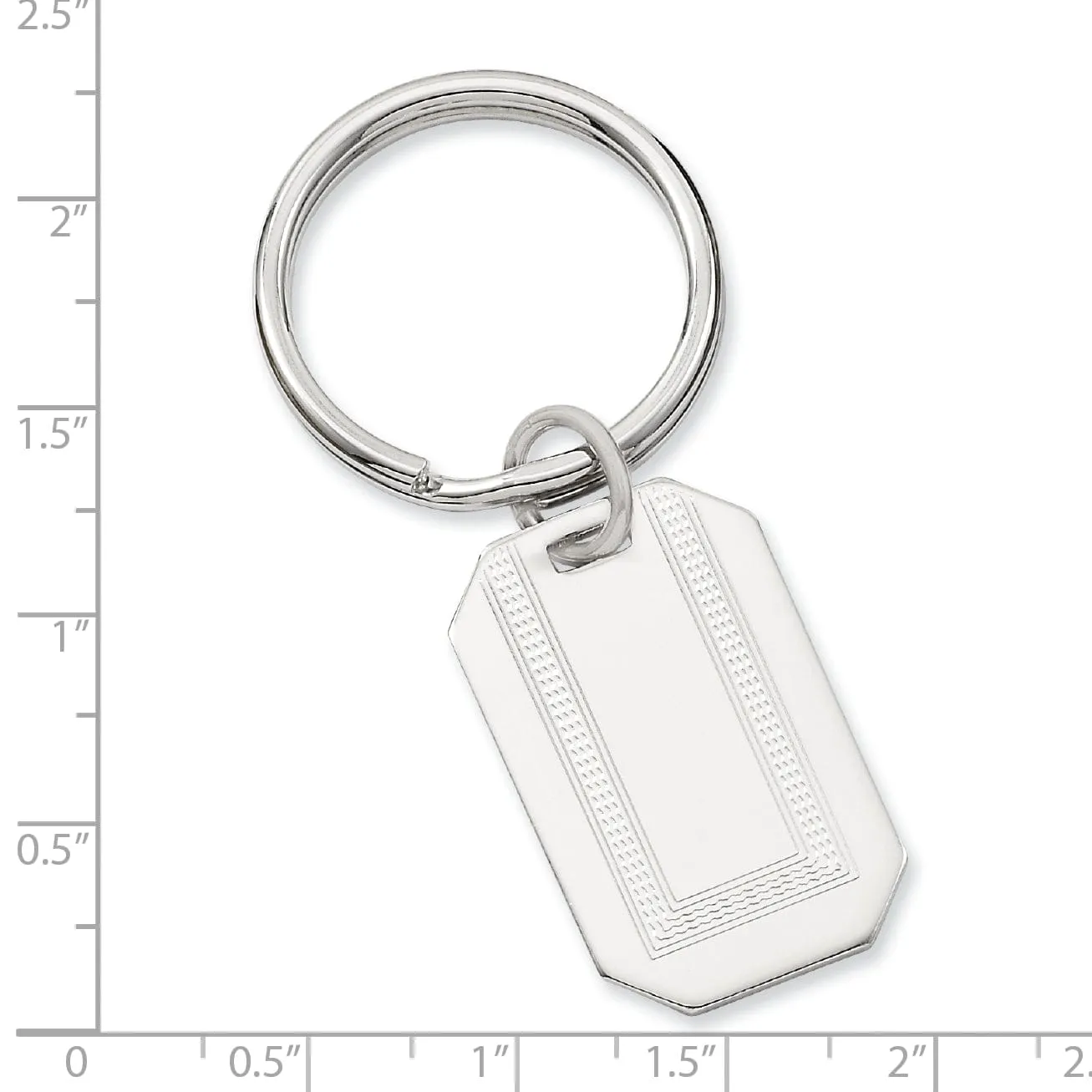 Rhodium Plated With Engraveable Area Key Ring