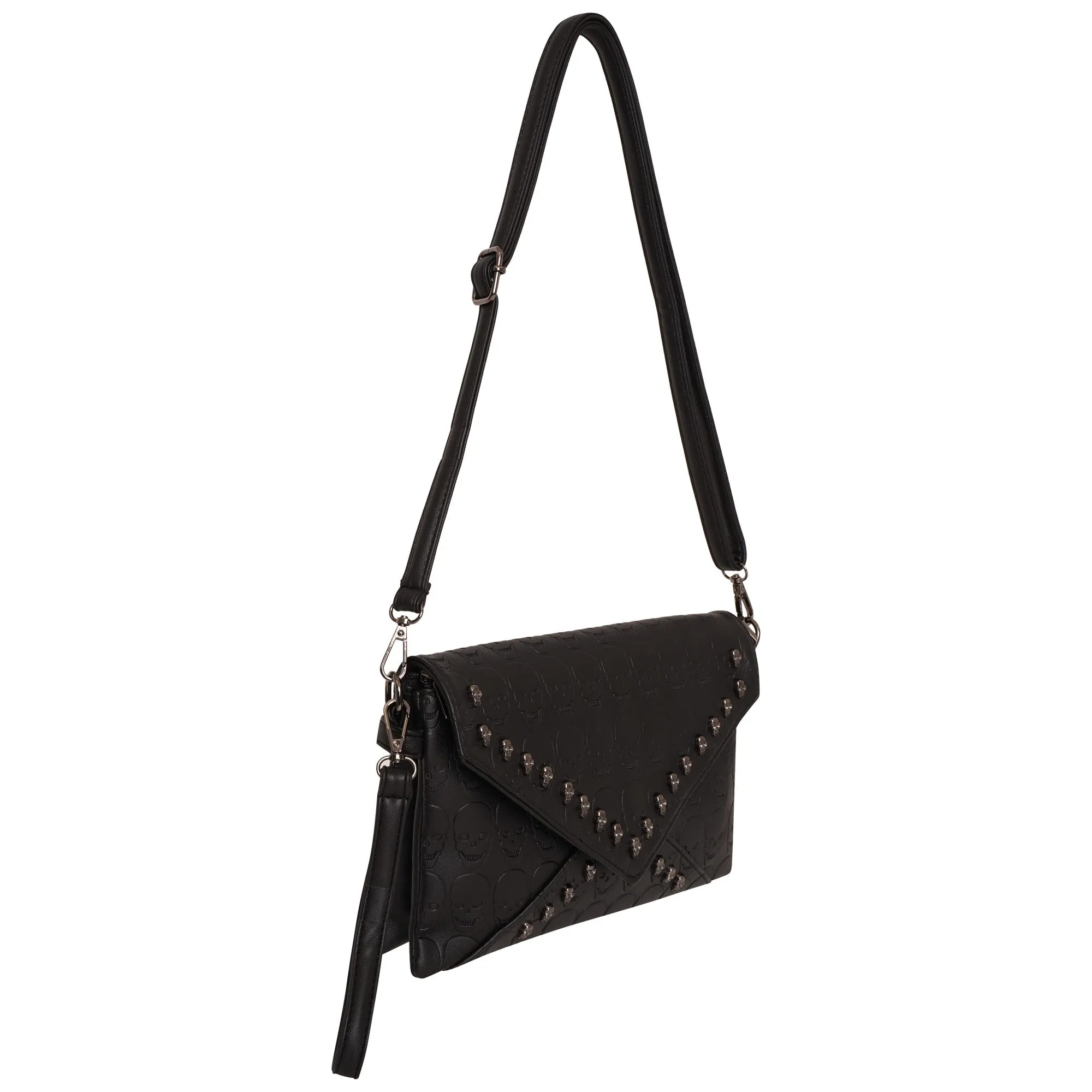 Ro Rox Sloane Studded Skull PU Crossbody Gothic Bag