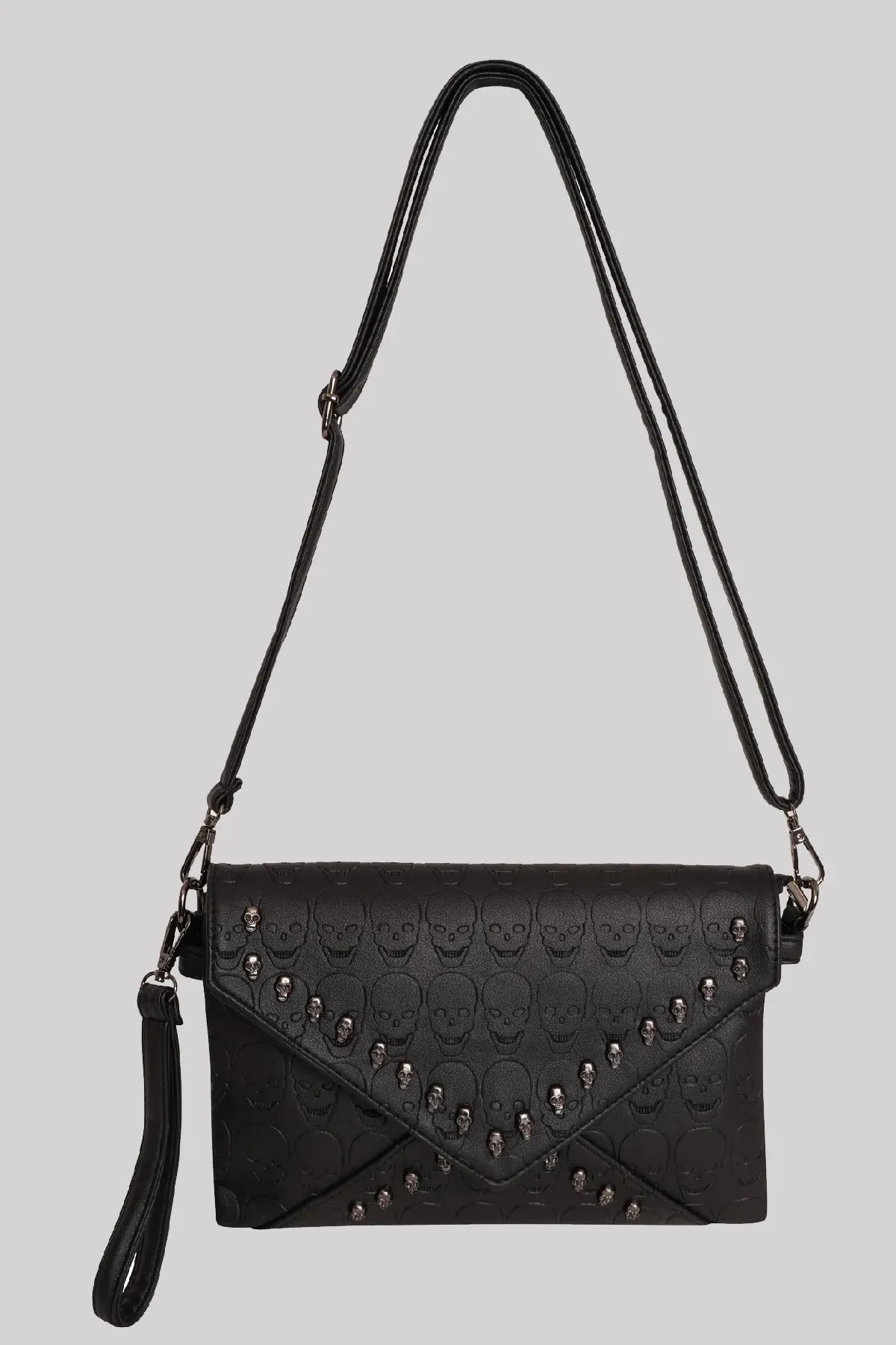 Ro Rox Sloane Studded Skull PU Crossbody Gothic Bag