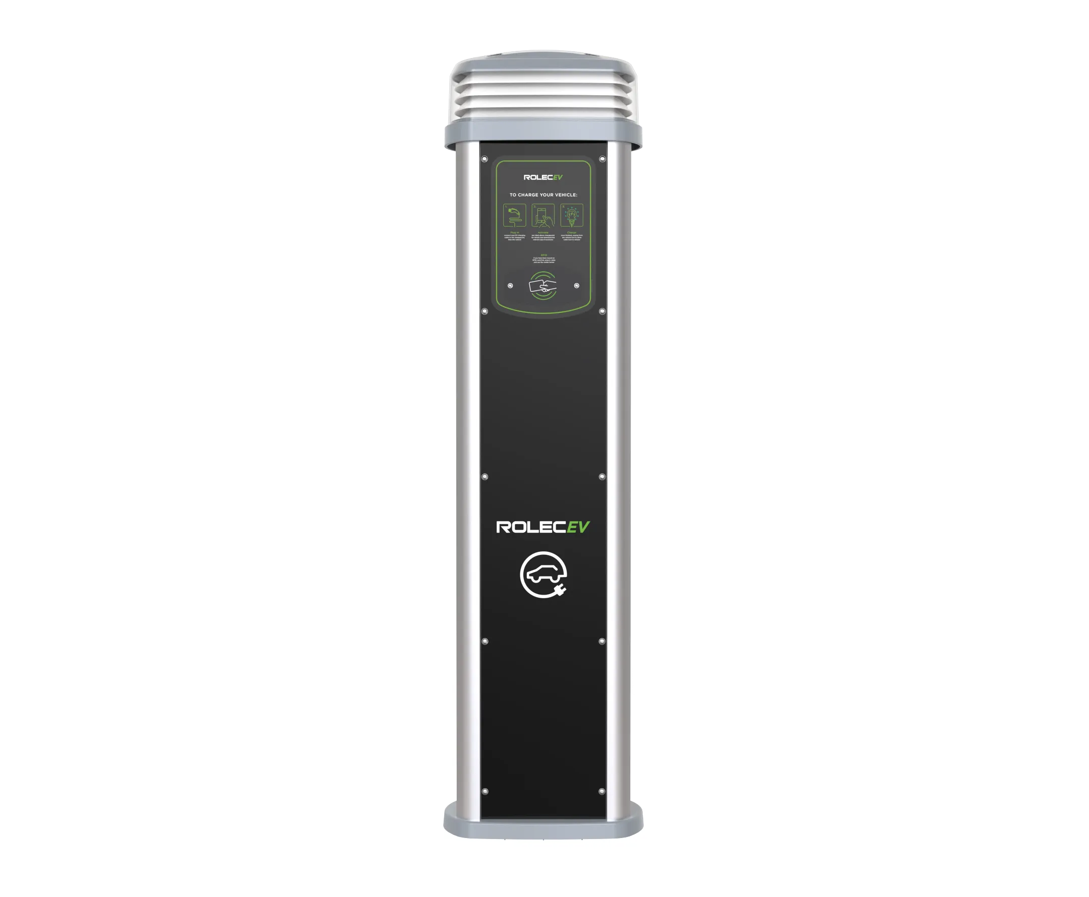 Rolec ROLEC0423B Quantum Smart EV Charging Pedestal - 2x up to 22kW 3PH Type 2 Sockets - Black
