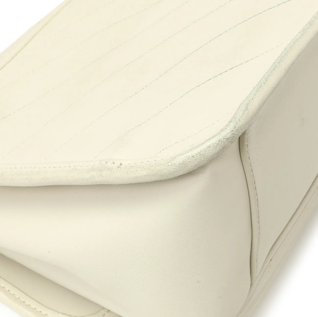 Saint Laurent White Lambskin Matelasse Monogram Medium Niki Chain Satchel