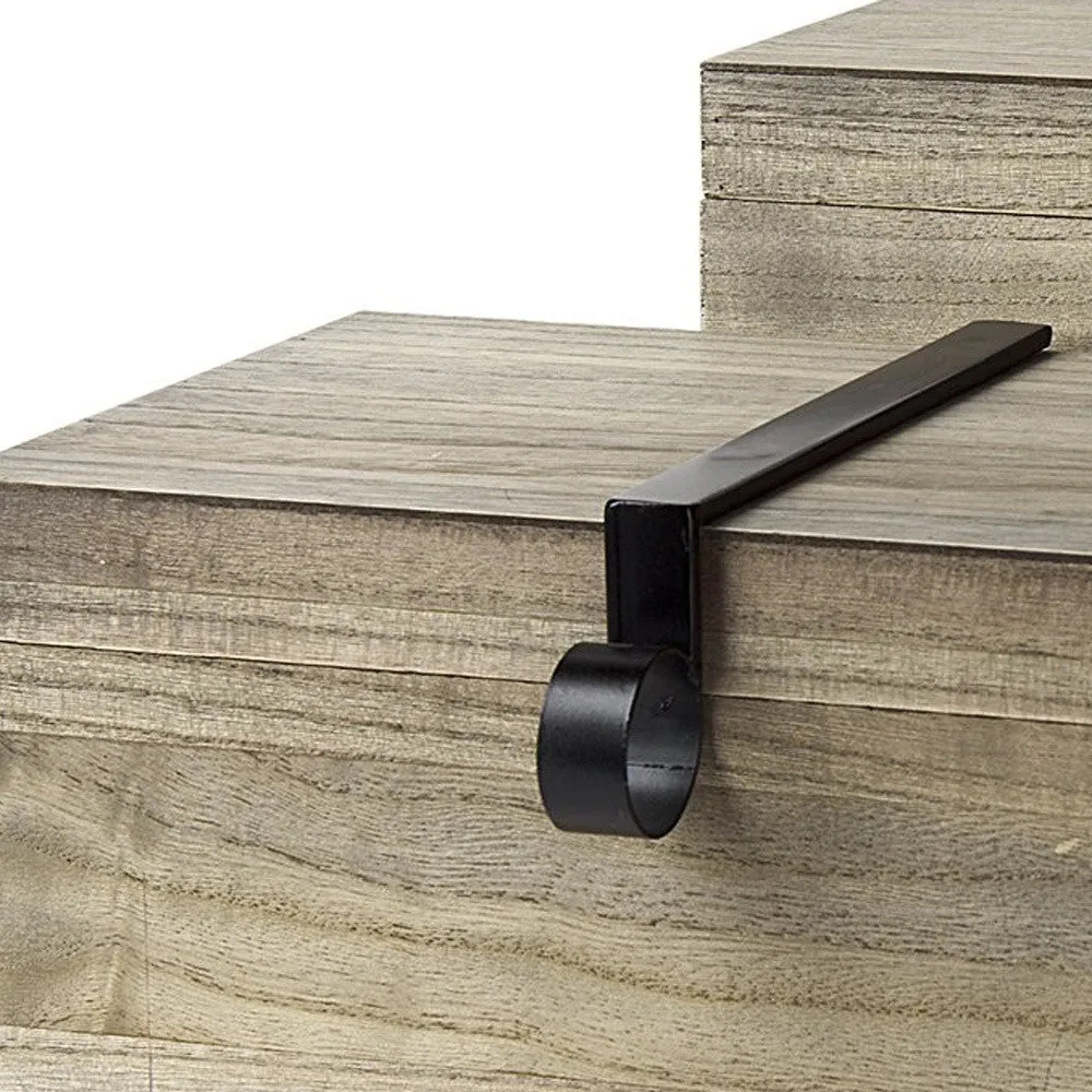 Set of Two 12" Brown Solid Wood Desk Organizer