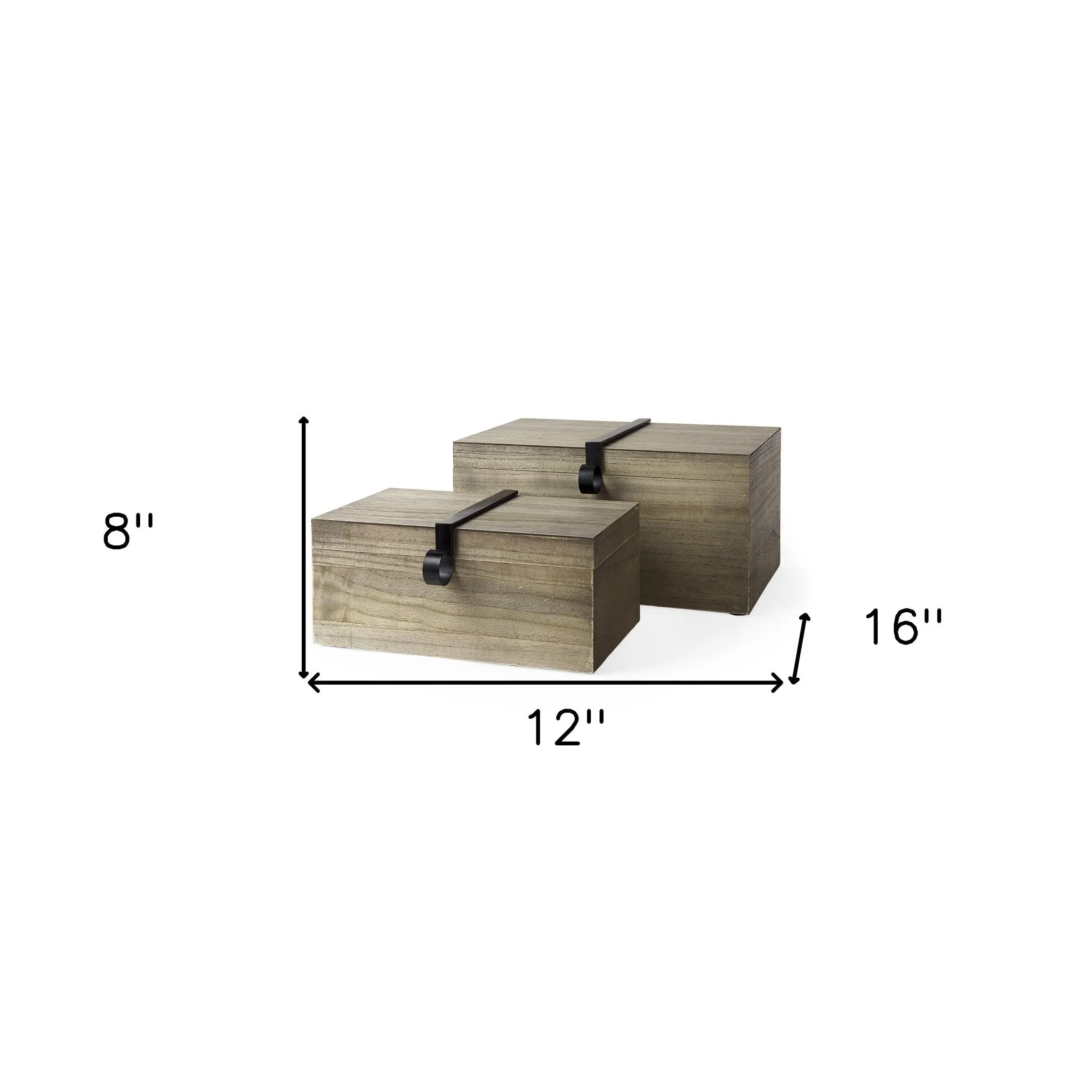 Set of Two 12" Brown Solid Wood Desk Organizer