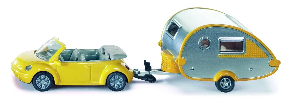 SIKU 1629 VW Beetle Convertible with Caravan