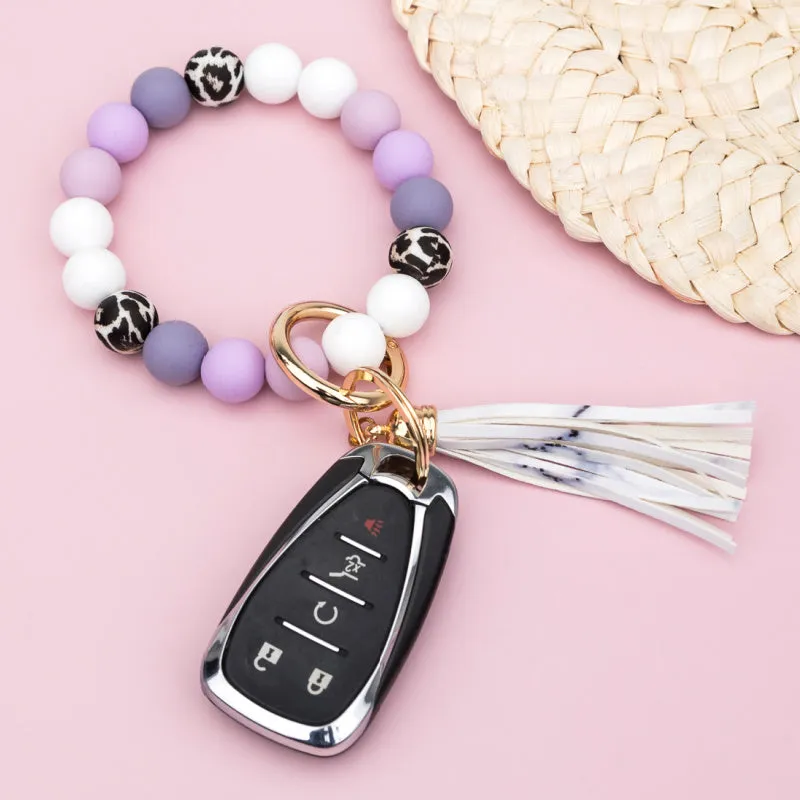 Silicone Monochromatic Key Ring Bracelet