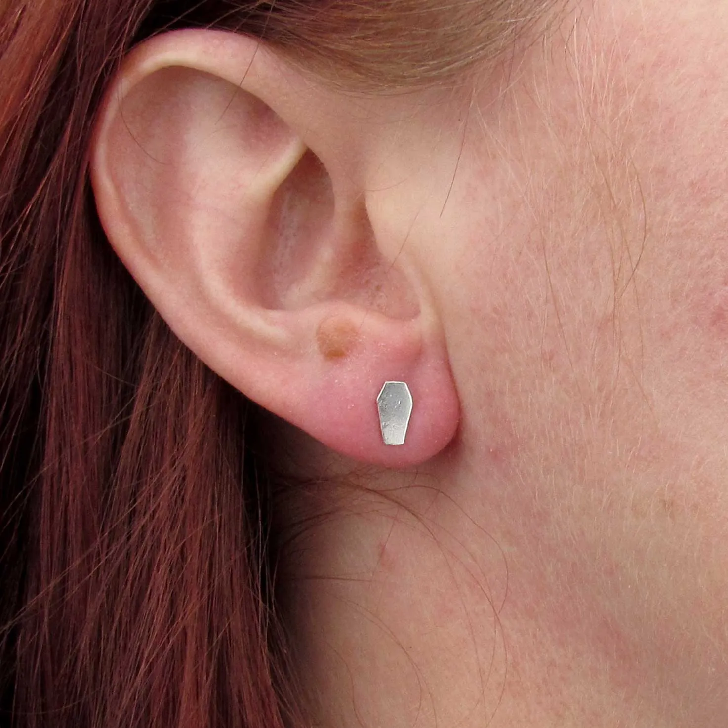 Silver Coffin Earrings