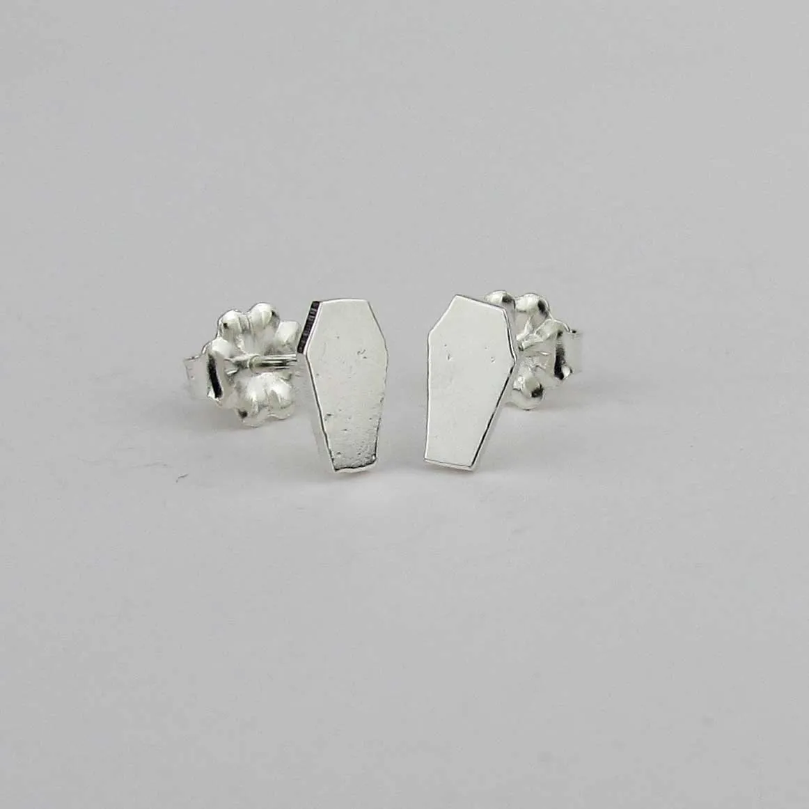 Silver Coffin Earrings