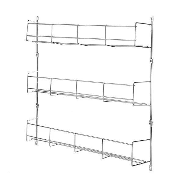 Silver Kitchen Spice Rack Cabinet Shelf Organizer Storage Wall Mount Holder