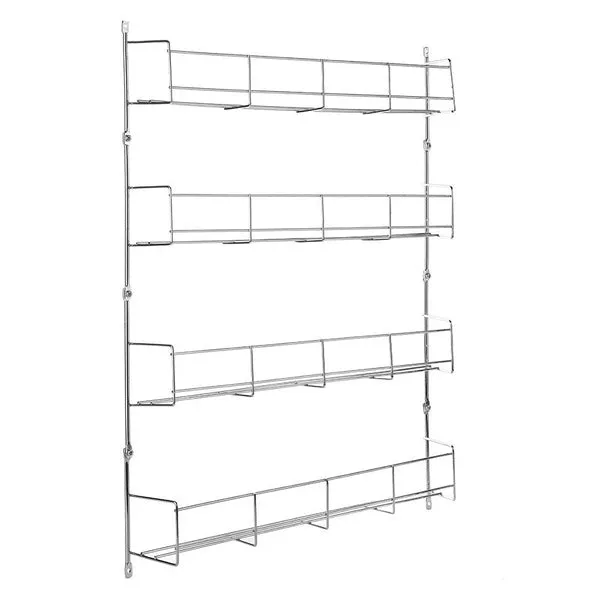 Silver Kitchen Spice Rack Cabinet Shelf Organizer Storage Wall Mount Holder