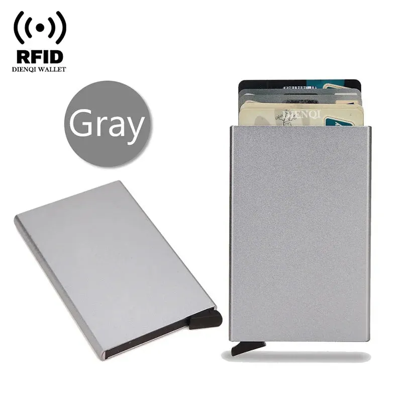 Slim RFID Metal Card Holder Wallet – Unisex Pop-Up Design