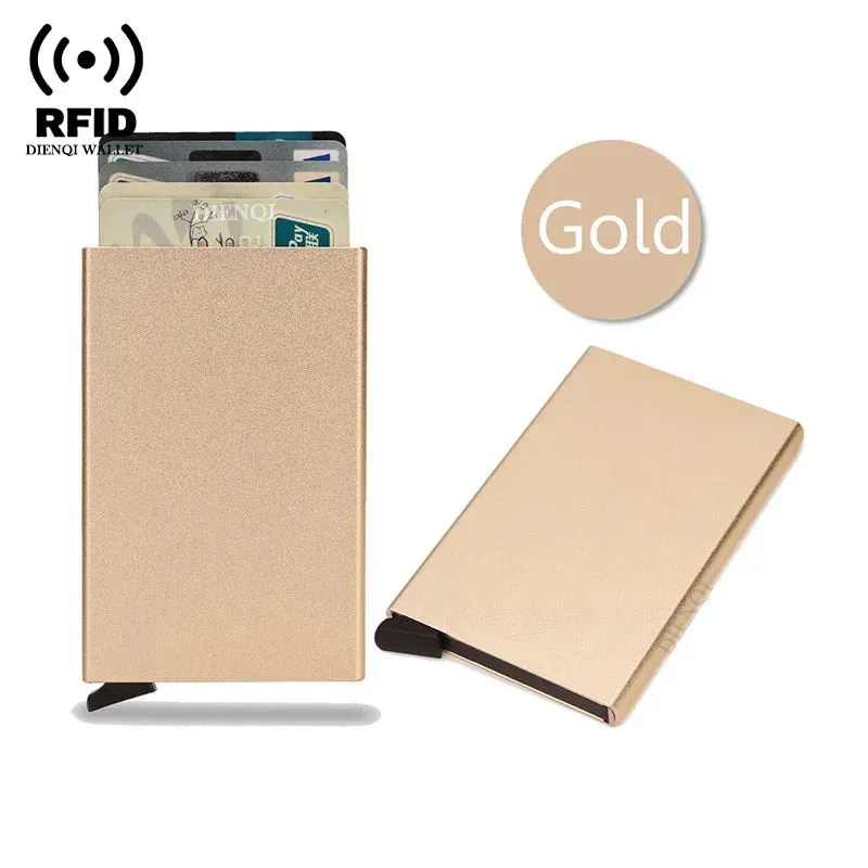 Slim RFID Metal Card Holder Wallet – Unisex Pop-Up Design
