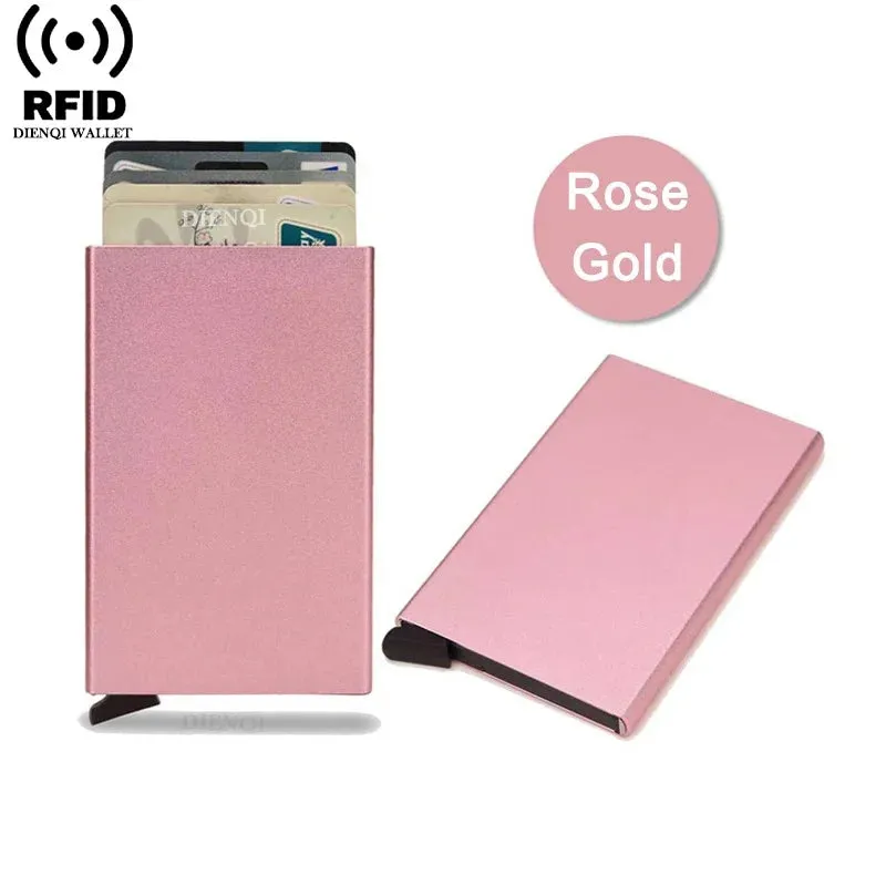 Slim RFID Metal Card Holder Wallet – Unisex Pop-Up Design