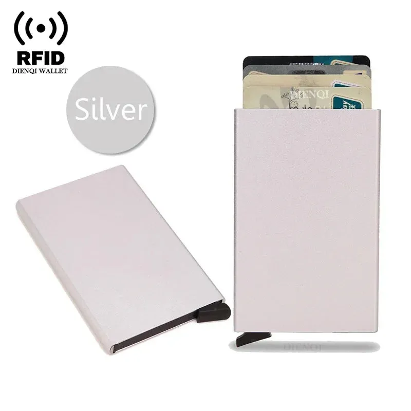 Slim RFID Metal Card Holder Wallet – Unisex Pop-Up Design