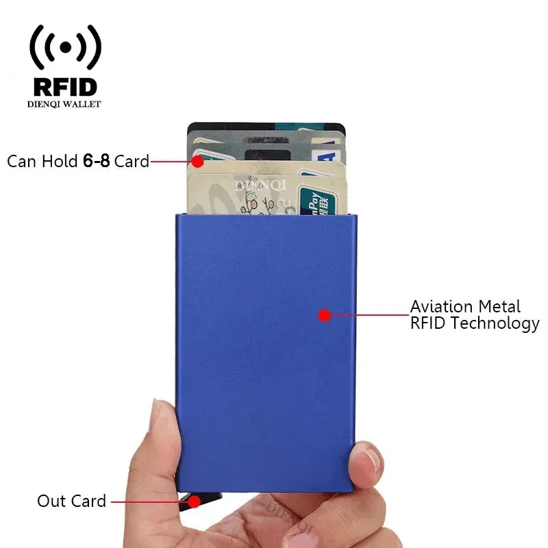 Slim RFID Metal Card Holder Wallet – Unisex Pop-Up Design