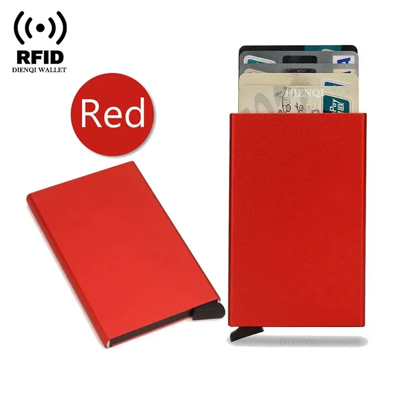 Slim RFID Metal Card Holder Wallet – Unisex Pop-Up Design