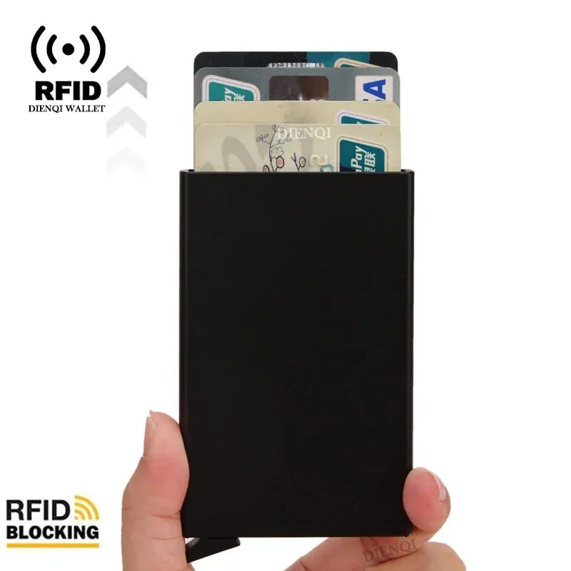 Slim RFID Metal Card Holder Wallet – Unisex Pop-Up Design